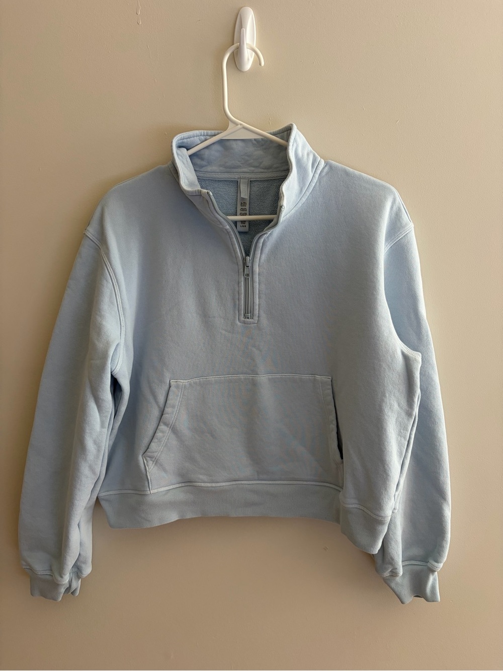 SKIMS Light Blue Half-Zip Pullover Sweatshirt